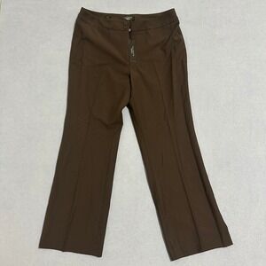Talbots Wool Blend Heritage Dress Pants Flat Front Brown Womens Size 14P NWT
